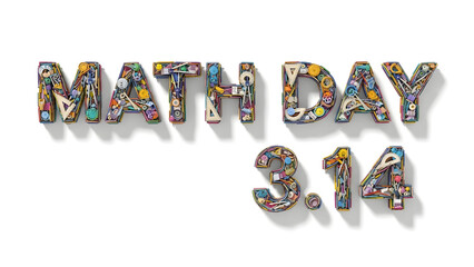 Celebrating math day with colorful numbers and mathematical symbols on a white background