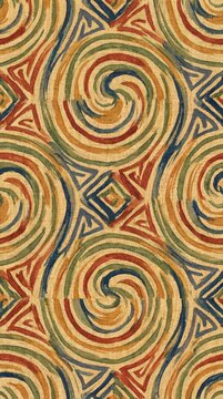 Colorful abstract spiral pattern with geometric shapes