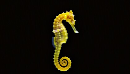 Radiant Yellow Seahorse Isolated on Black © coor