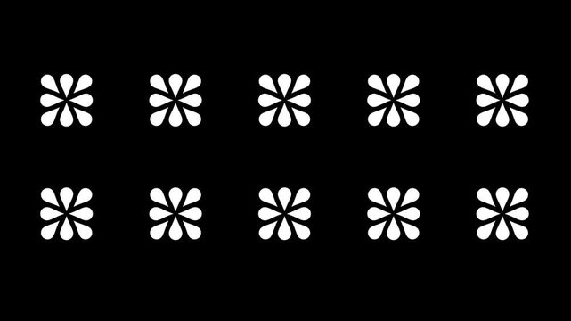 A grid of ten small identical flower icons is organized into two horizontal rows of five to represent a repeating pattern or a collection of multiple items within a minimalist layout design