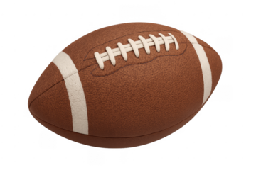 American football ball with laces on transparent background