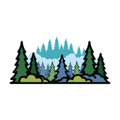 Obraz premium A colorful cartoon forest scene with trees and bushes