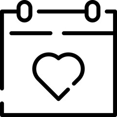 Modern Rounded Outline Valentine Calendar Icon