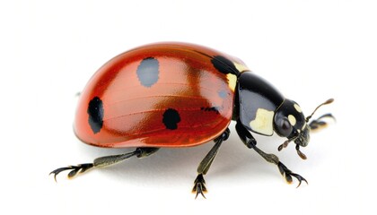 Vibrant Red Ladybug Isolated on White Studio Background © coor