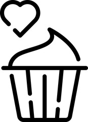 Modern Rounded Outline Valentine Cup Cake Icon