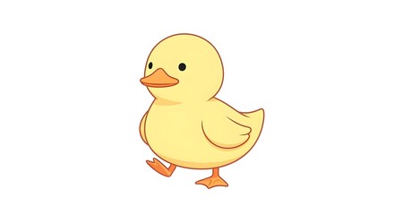 Fototapeta premium A sweet yellow baby duck illustration with big eyes and a friendly smile. This charming duckling character is perfect for farm animal themes, bath time graphics, and Easter designs.