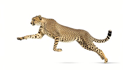 Dynamic Cheetah Sprinting Isolated on White Background © coor