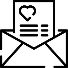 Modern Rounded Outline Valentine Envelope Icon