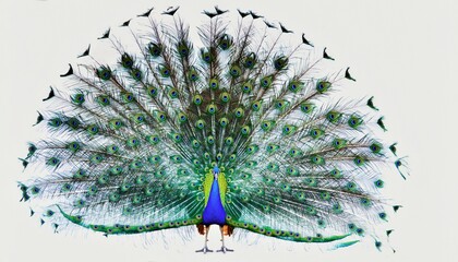 Magnificent Peacock Displaying Iridescent Tail Feathers