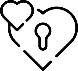 Modern Rounded Outline Valentine Padlock Icon