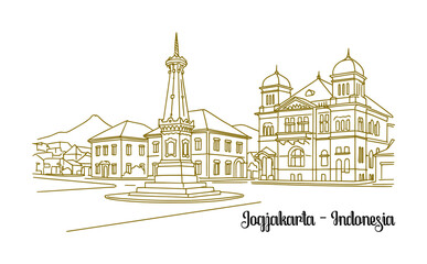 sketch drawing of jogjakarta city - indonesia (artwork 1)