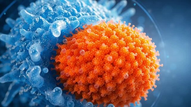 Immune cell virus infection pathogen biology microbe disease science medical microscopic health concept bio dna research nanotechnology science background for healthcare innovation