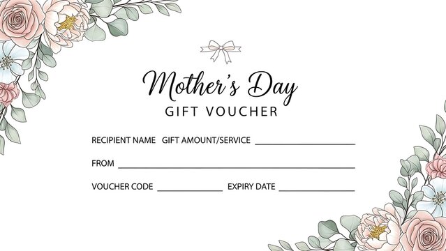 Mother's day gift voucher with floral design