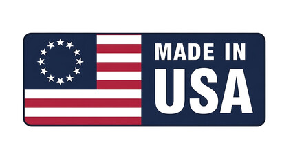 Betsy ross flag with made in usa text isolated on transparent background