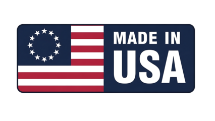 Betsy ross flag with made in usa text isolated on transparent background