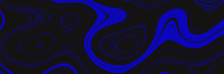 Bright blue psychedelic waves with surreal motion texture backdrop. Stipple fluid overlay background, noise effect. Rave y2k aesthetics. Vector graphic asset for web design, banner, wallpaper