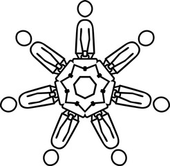 Business Team Collaboration Meeting Icon with People Around Table