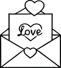 envelope with hearts, Open envelope with love letter and hearts