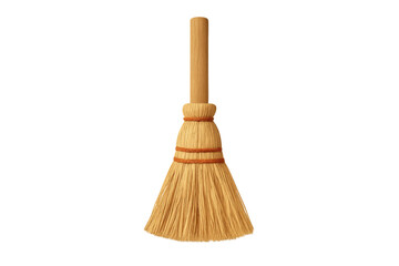 Traditional straw broom with wooden handle cleaning tool