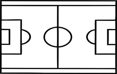 Simple soccer football field outline with goals and center circle