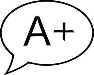 A plus grade symbol in speech bubble icon simple design
