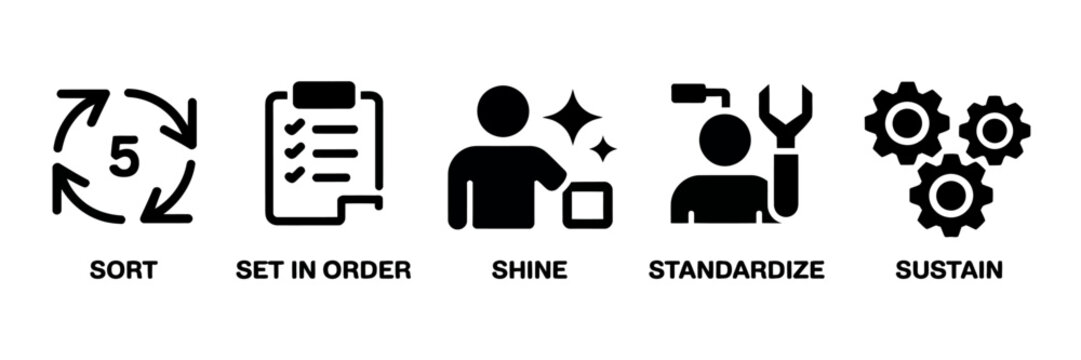 Business process management icons set.