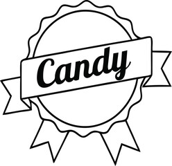 Candy label badge icon with ribbon banner