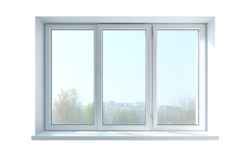 Fototapeta premium Modern window overlooking cityscape