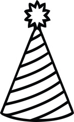 christmas bells with ribbon, party hat with star on top illustration