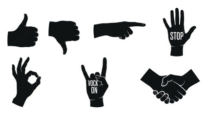 Collection of Hand Gestures Silhouettes.
