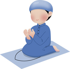 Little boy praying in prayer mat illustration 