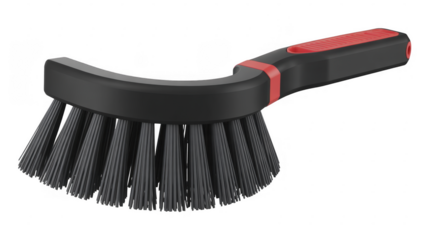 Black and red brush with bristles black brush red accents isolated on a transparent background