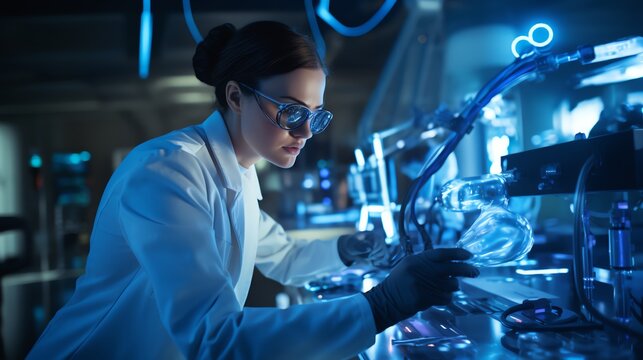 Scientist analyzing samples in a laboratory.