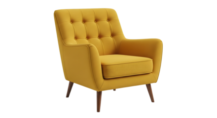 Yellow armchair isolated on transparent background