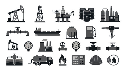 Oil Gas Flat Icon Set 20 Icons