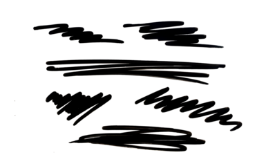 Black underline chalk brush strokes with pencil line crayon texture for handdrawn designs and markings. Rough wavy zigzag patterns or straight horizontal elements.