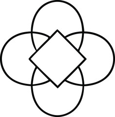 Simple graphic design element with overlapping circles and diamond