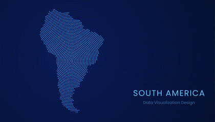 South America dotted digital map for data visualization design