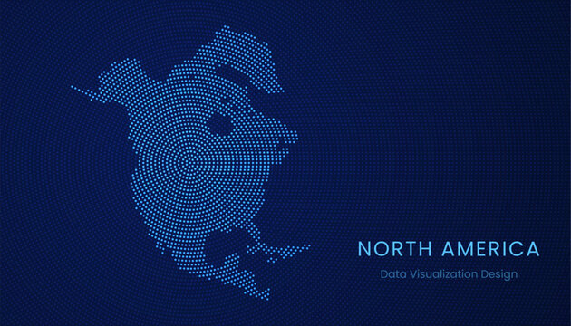 North America dotted digital map for data visualization design