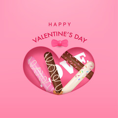 Happy valentine day with Pepero illustration.