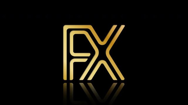 Stylized lowercase F and X with reflections, connected by a single line. Idea for a logo, emblem, or creative design