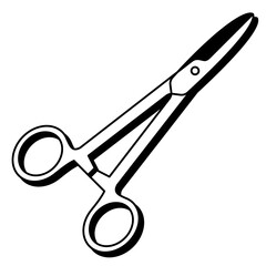 Surgical hemostat illustration, a professional medical instrument for clamping and grasping during procedures