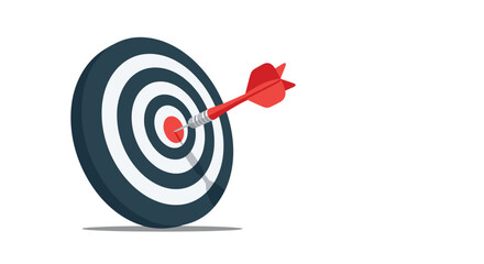 Red arrow hitting the center of a dartboard, representing the successful achievement of a business goal or strategy.