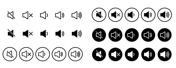 音声・音量・消音・ボリュームのアイコンセットAudio speaker volume icon