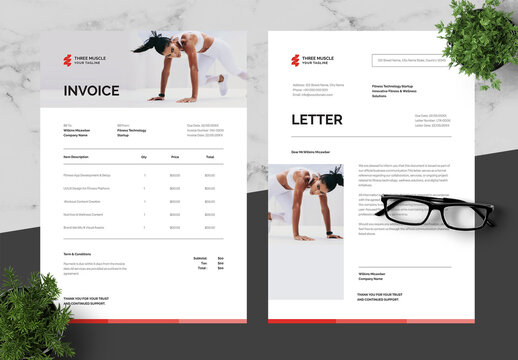 Orange And Black Invoice And Letterhead