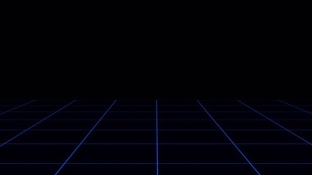 Abstract futuristic digital technology grid background loop featuring blue cyber space floor 4K UHD