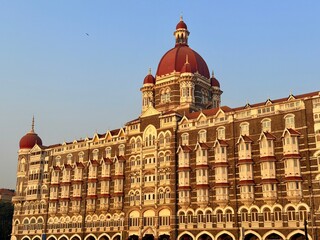 Historic street scene with British colonial architecture in Mumbai India

