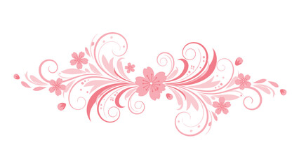 Elegant Pink Floral Swirls and Cherry Blossoms - Decorative Element