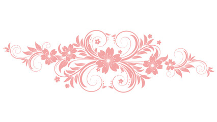 Elegant Pink Floral Swirls Decorative Element - Vintage Flourish Design
