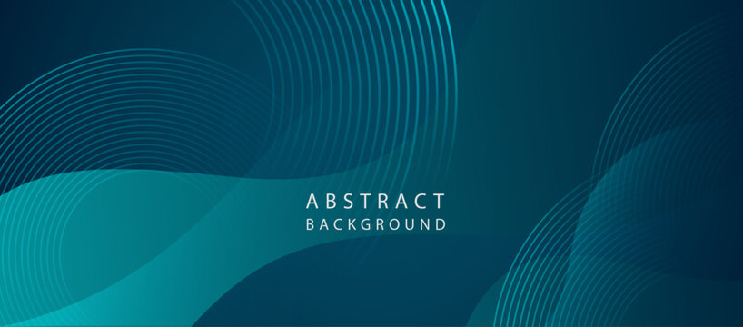 Abstract futuristic background featuring flowing wave lines and smooth gradient shapes in teal and dark blue tones.